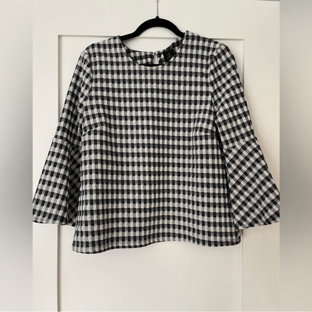 Black and white checkered Blouse with wide sleeves